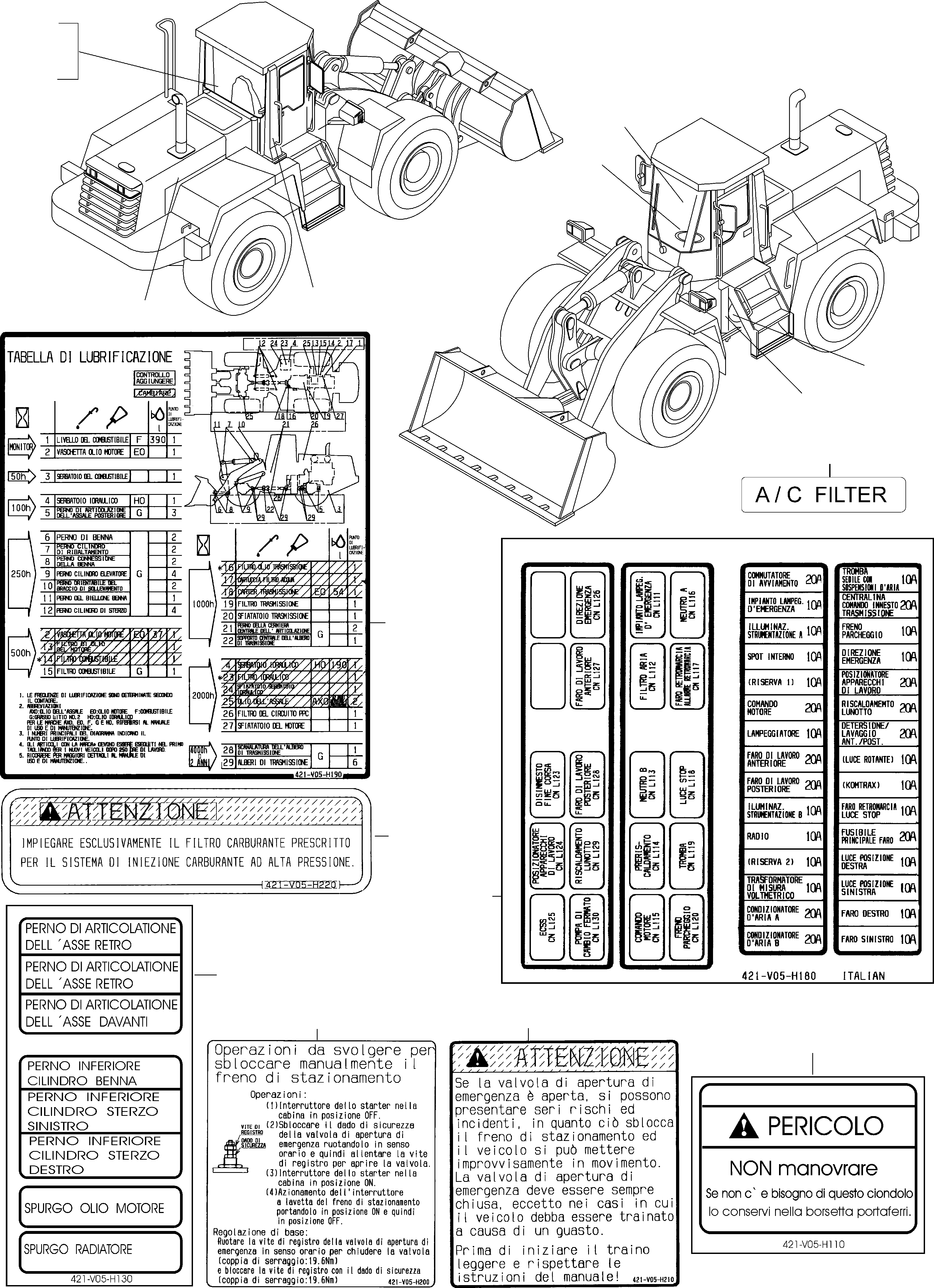 Wheel Loaders Komatsu / WA480-5 S/N WA480H50051 - Up(wa480_5) / DECALS, ITALIAN(12-08 : GJ2K2973)