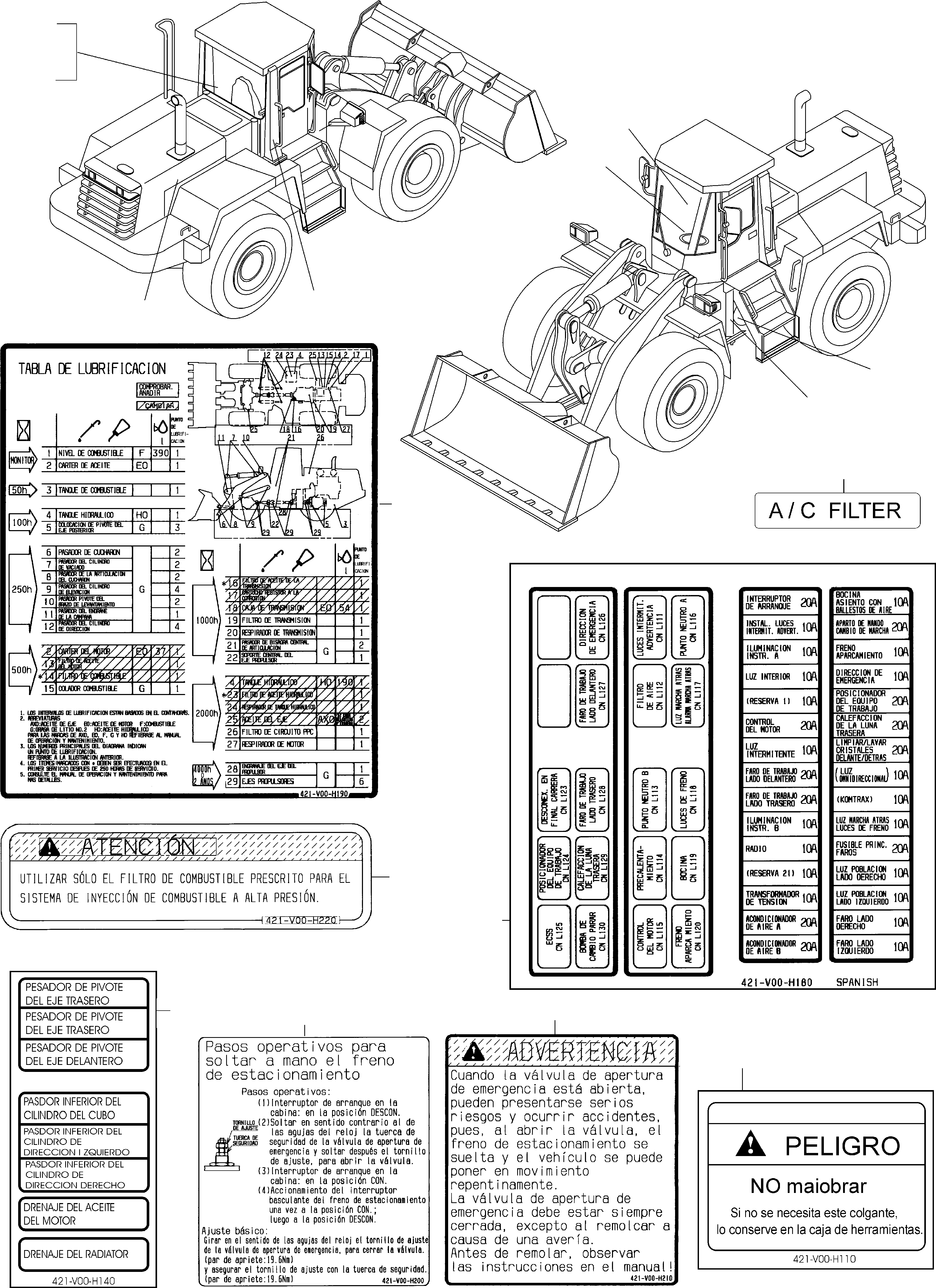 Wheel Loaders Komatsu / WA480-5 S/N WA480H50051 - Up(wa480_5) / DECALS, SPANISH(12-09 : GJ2K2974)
