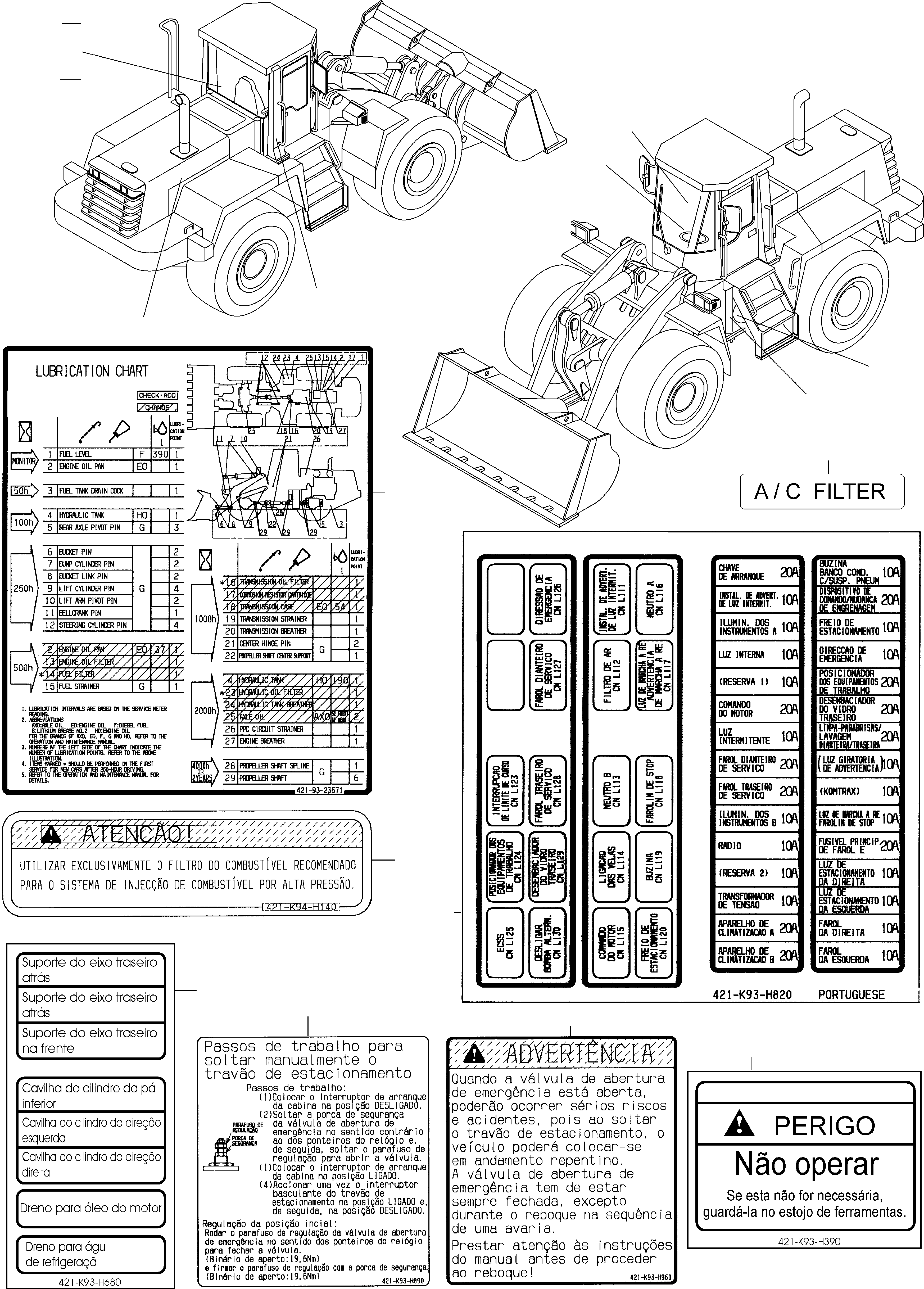 Wheel Loaders Komatsu / WA480-5 S/N WA480H50051 - Up(wa480_5) / DECALS, PORTUGUESE(12-15 : GJ2K2980)