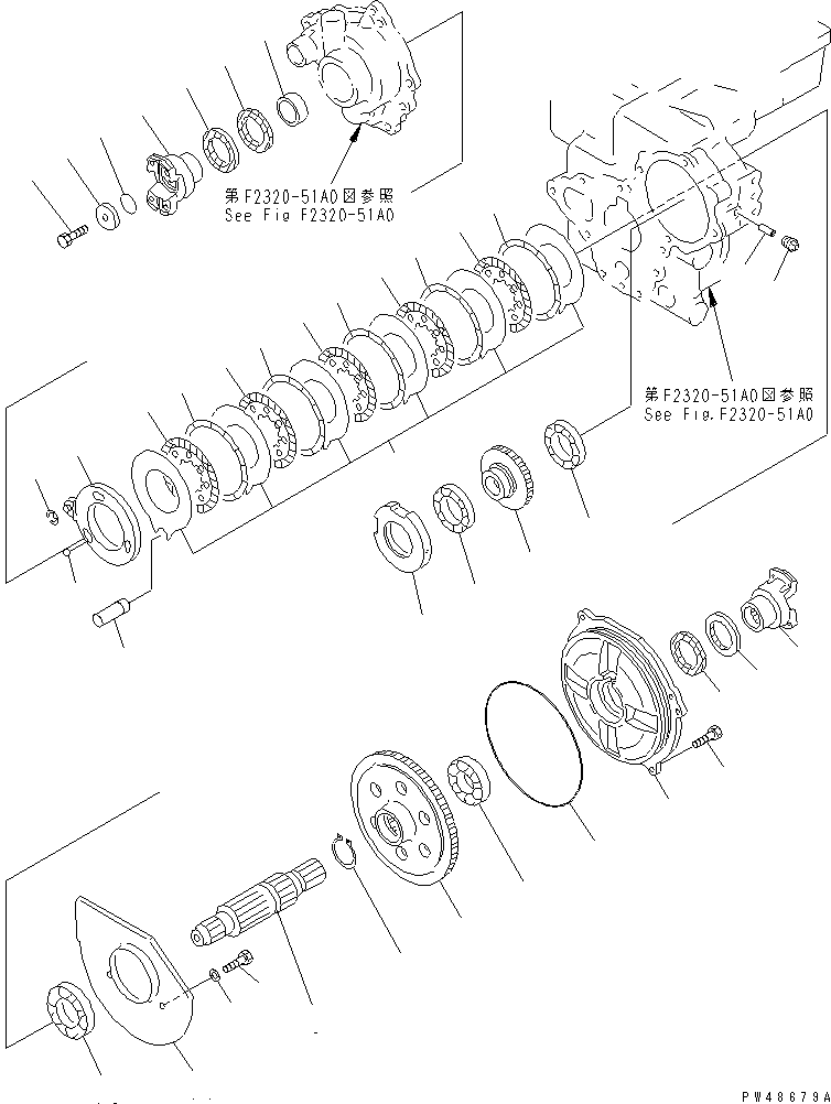 Wheel Loaders Komatsu / WA50-3 S/N 20001-22999 (S3D84E (Emission) Eng. Installed)(wa50-3-c) / TRANSFER (2/2)(150020 : F2320-52A0)