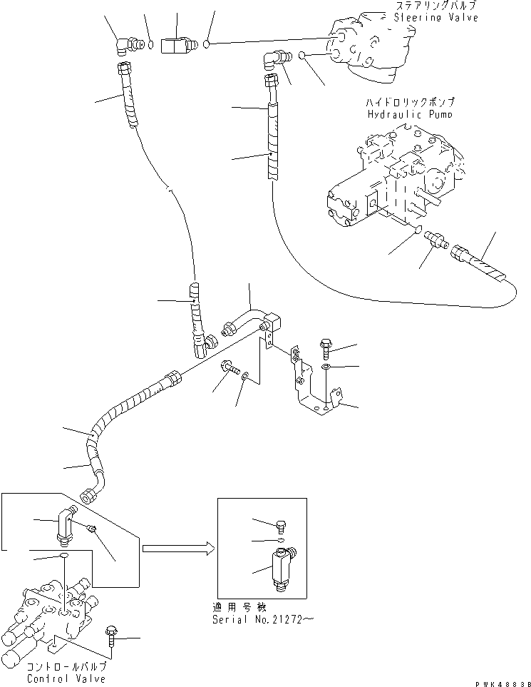 Wheel Loaders Komatsu / WA50-3 S/N 20001-22999 (S3D84E (Emission) Eng. Installed)(wa50-3-c) / HYDRAULIC PIPING (DELIVERY LINE)(#21212-22999)(180020 : H4200-01A0A)