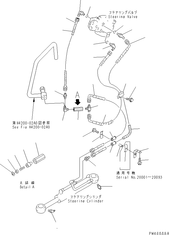 Wheel Loaders Komatsu / WA50-3 S/N 20001-22999 (S3D84E (Emission) Eng. Installed)(wa50-3-c) / HYDRAULIC PIPING (STEERING LINE)(180050 : H4410-01A0)