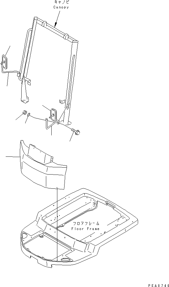 Wheel Loaders Komatsu / WA50-3 S/N 20001-22999 (S3D84E (Emission) Eng. Installed)(wa50-3-c) / REAR VIEW MIRROR (WITH FRONT WINDOW)(270070 : M4410-01A0)