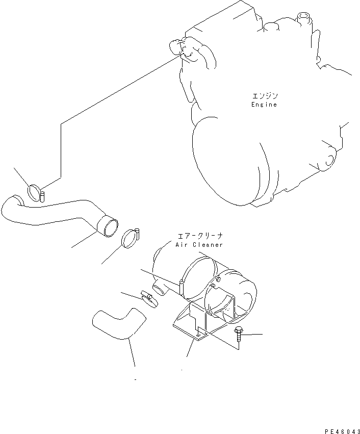 Wheel Loaders Komatsu / WA50-3 S/N 20001-22999 (For North America / S3D84E (Emission) Eng. Installed)(wa50-30c) / AIR CLEANER CONNECTION (NORTH AMERICA SPEC.)(#21450-22999)(030030 : B0200-01A2)
