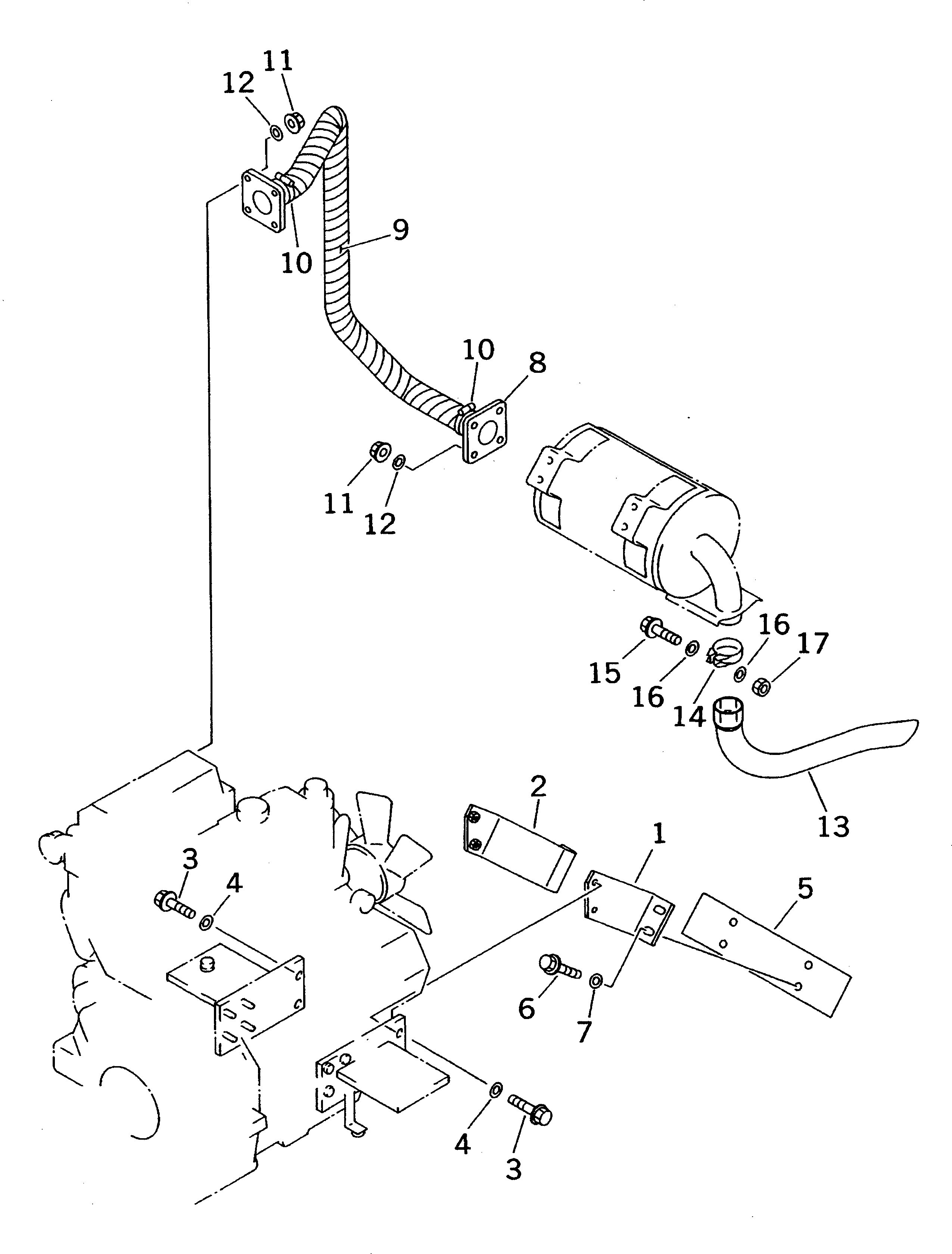 Wheel Loaders Komatsu / WA50-3 S/N 20001-22999 (For North America / S3D84E (Emission) Eng. Installed)(wa50-30c) / EXHAUST CONNECTION(030040 : B0300-01A0)