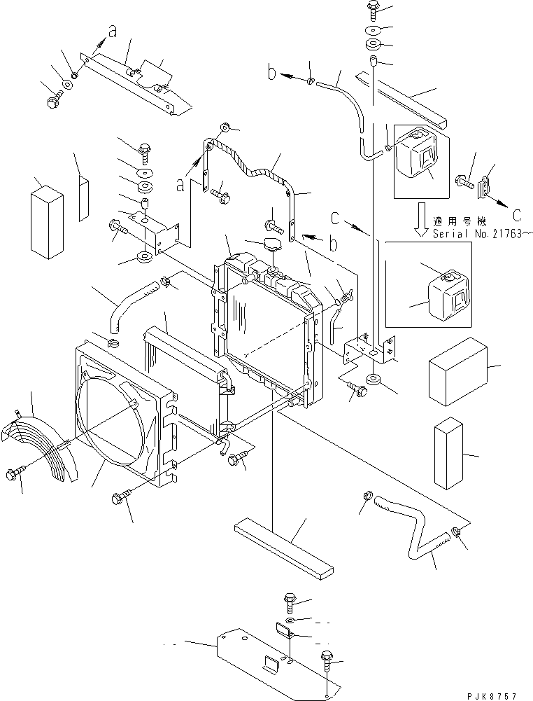 Wheel Loaders Komatsu / WA50-3 S/N 20001-22999 (For North America / S3D84E (Emission) Eng. Installed)(wa50-30c) / RADIATOR AND OIL COOLER (NORTH AMERICA SPEC.)(#21450-22999)(060010 : C0110-01A2)