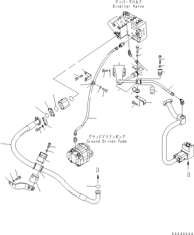 Wheel Loaders Komatsu / WA500-6R S/N 60001-60009(wa500-4c) / EMERGENCY STEERING LINE (GROUND DRIVEN PUMP LINE 1/2)(#60001-)(150110 : F4300-07A0)