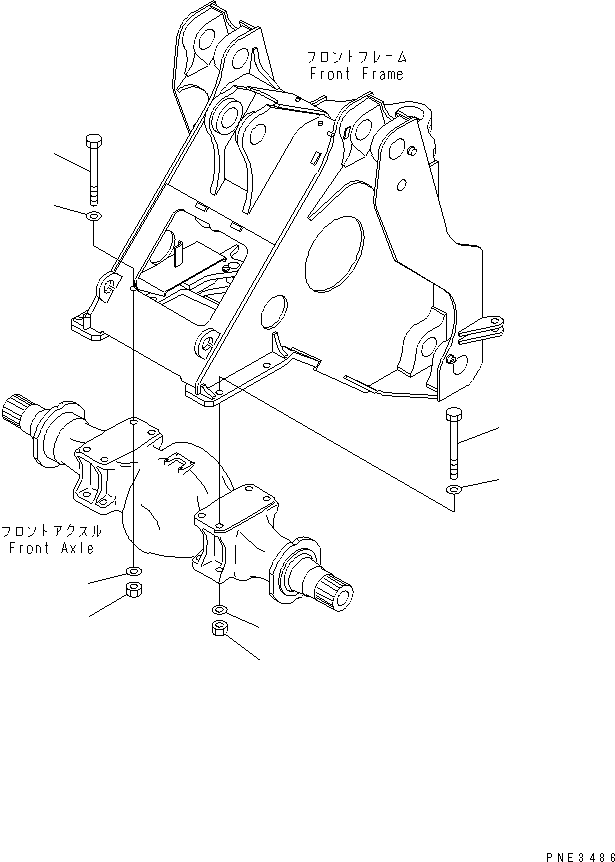 Wheel Loaders Komatsu / WA500-6R S/N 60001-60009(wa500-4c) / FRONT AXLE (AXLE MOUNTING PARTS)(#60001-)(150510 : F4400-08A0)