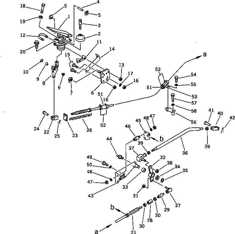 Wheel Loaders Komatsu / WA600-1 S/N 10001-UP (Overseas Version)(wa600-0c) / ACCELERATOR PEDAL AND LINKAGE (TBG SPEC.)(#11061-)(030060 : 1102A)