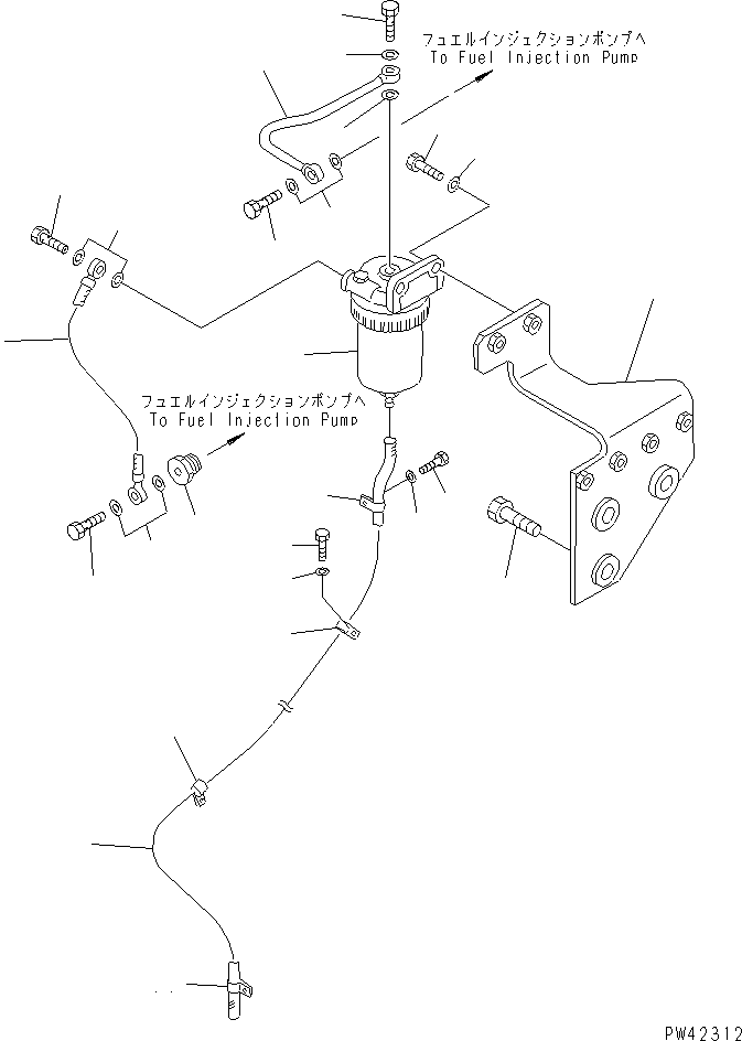 Wheel Loaders Komatsu / WA600-1 S/N 10001-UP (Overseas Version)(wa600-0c) / WATER SEPARATOR AND PIPING(030190 : 1361)