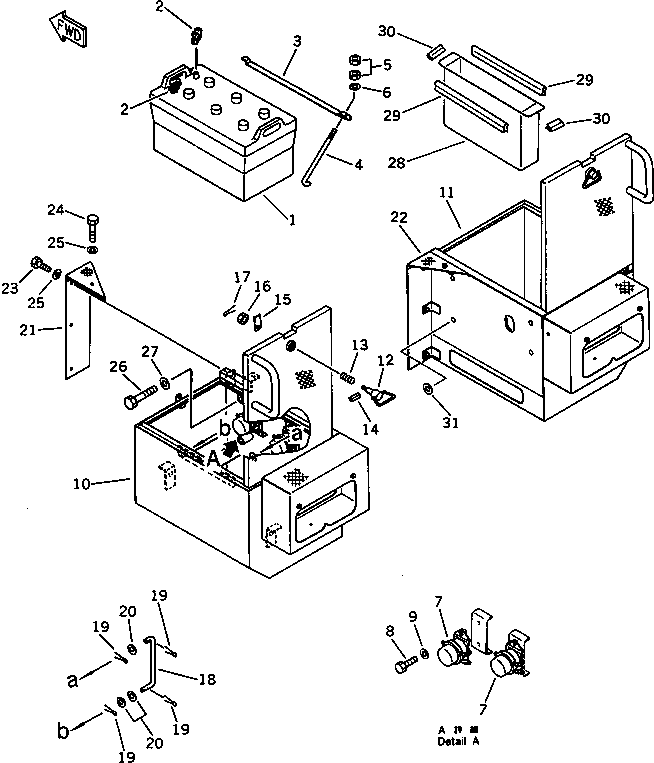 Wheel Loaders Komatsu / WA600-1 S/N 10001-UP (Overseas Version)(wa600-0c) / BATTERY AND BATTERY RELAY(#10881-11475)(030210 : 1401A)