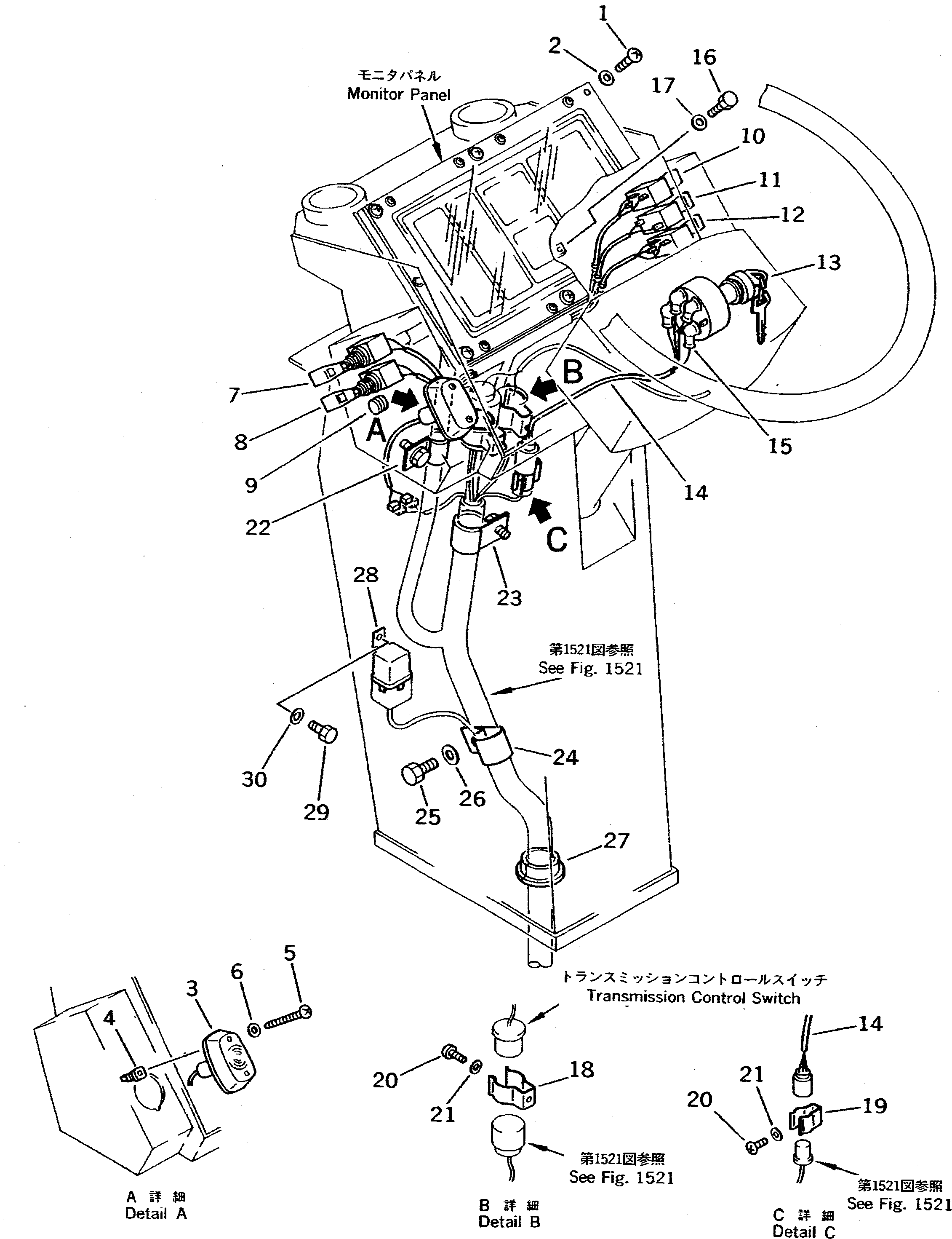 Wheel Loaders Komatsu / WA600-1 S/N 10001-UP (Overseas Version)(wa600-0c) / INSTRUMENT PANEL(030250 : 1411)