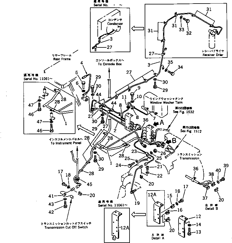 Wheel Loaders Komatsu / WA600-1 S/N 10001-UP (Overseas Version)(wa600-0c) / ELECTRICAL SYSTEM (FLOOR LINE) (TBG SPEC.)(030440 : 1522)