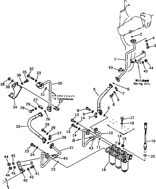 Wheel Loaders Komatsu / WA600-1 S/N 10001-UP (Overseas Version)(wa600-0c) / TORQFLOW TRANSMISSION PIPING (DELIVERY LINE)(060240 : 2713)