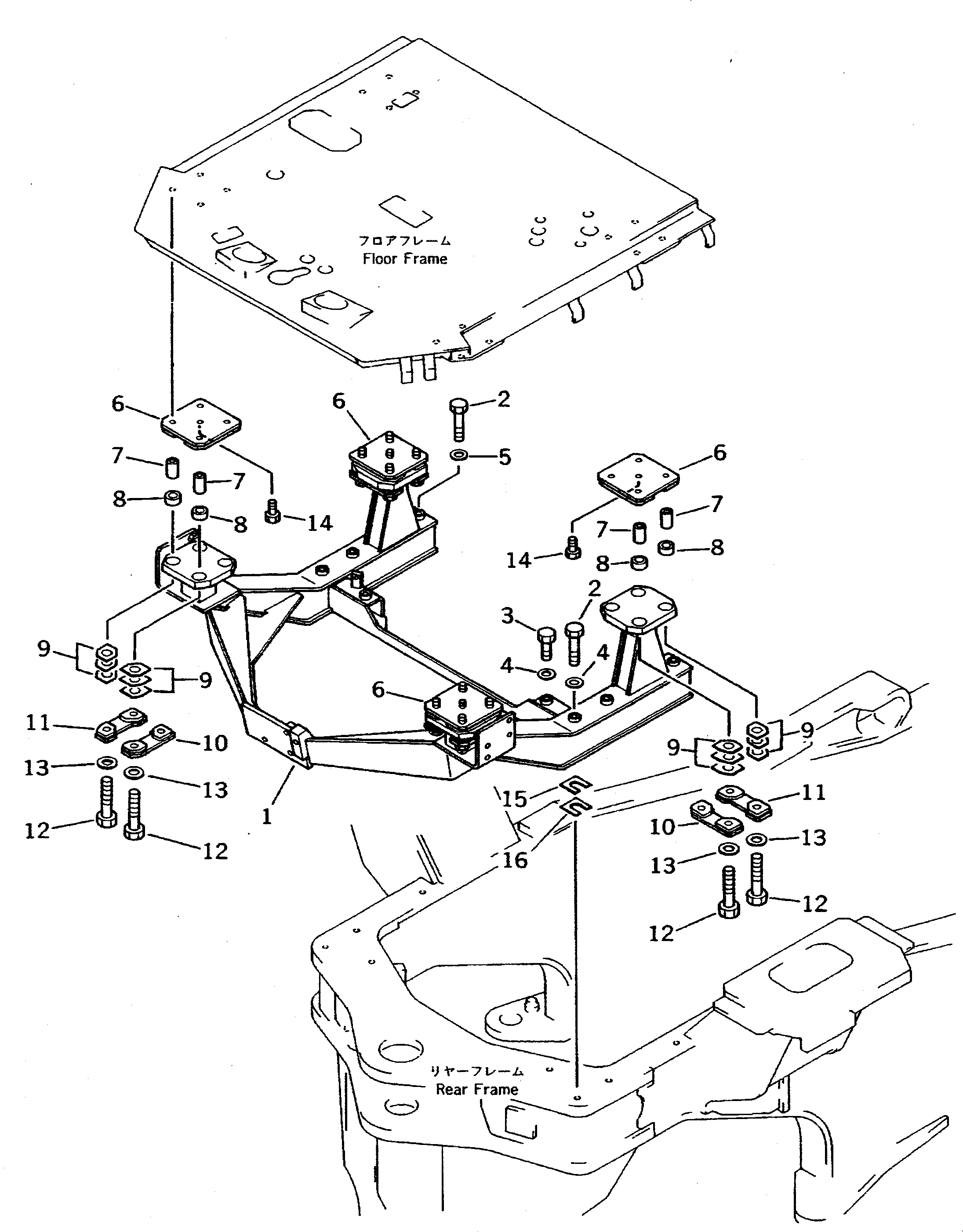 Wheel Loaders Komatsu / WA600-1 S/N 10001-UP (Overseas Version)(wa600-0c) / FLOOR SUPPORT (TBG SPEC.)(#10001-11060)(150160 : 5102)