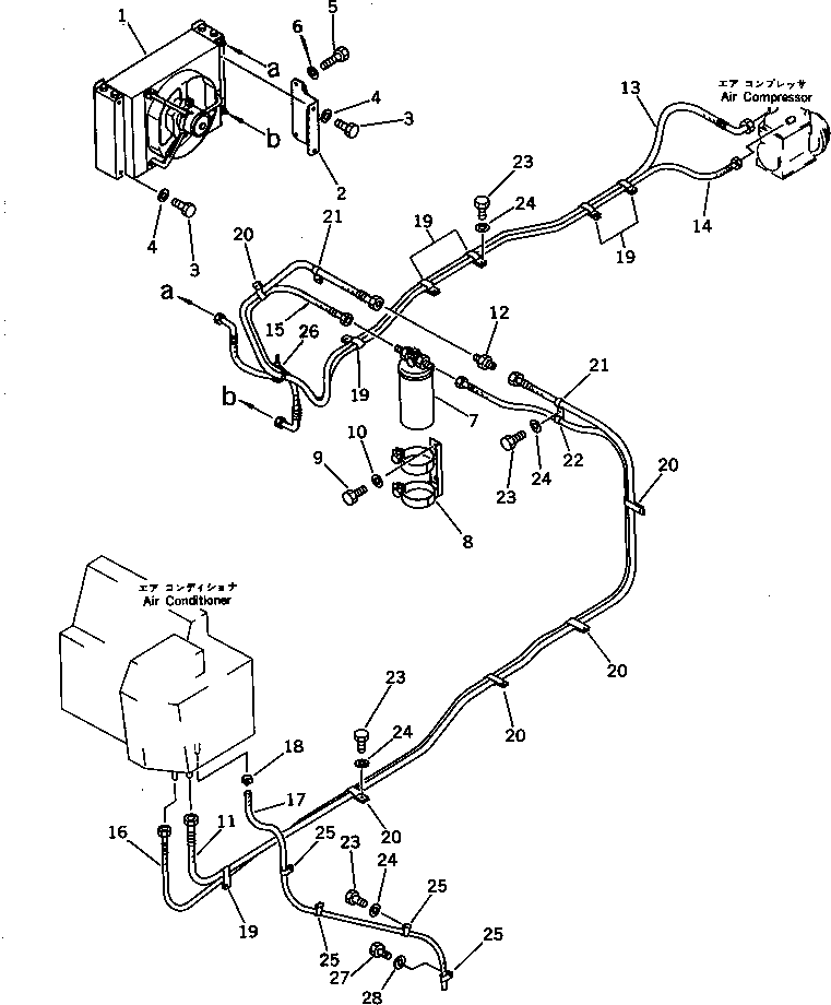 Wheel Loaders Komatsu / WA600-1 S/N 10001-UP (Overseas Version)(wa600-0c) / AIR CONDITIONER (DENSO) (3/5) (AIR PIPING AND CONDENSER)(#10001-11341)(151020 : 5623)