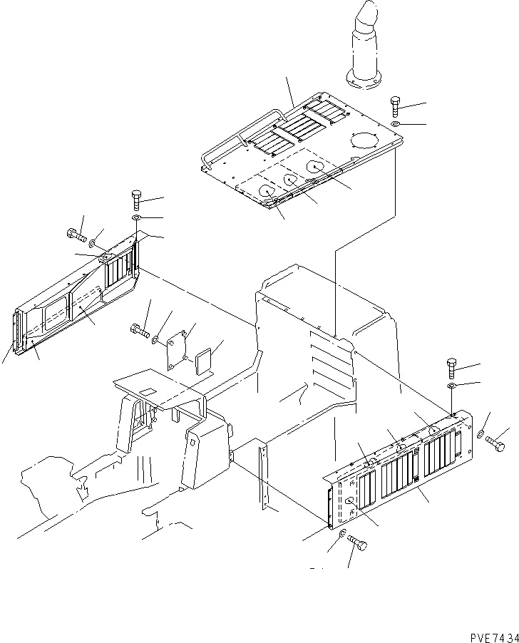 Wheel Loaders Komatsu / WA600-1 S/N 10001-UP (Overseas Version)(wa600-0c) / NOISE ABETMENT PARTS (1/7) (ENGINE HOOD 1/2)                     (FOR EU DYNAMIC NOISE)(#11536-)(151430 : 5911)