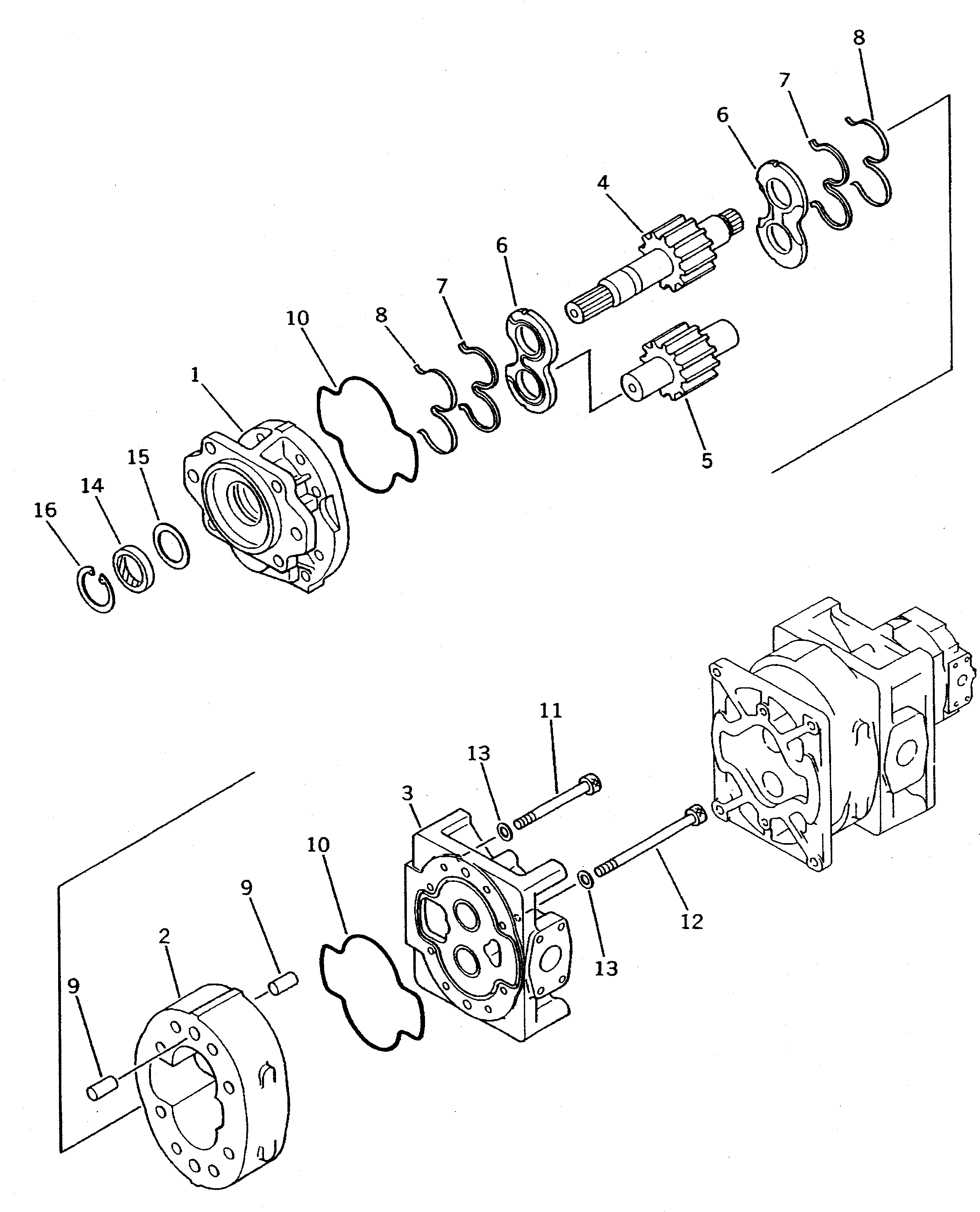 Wheel Loaders Komatsu / WA600-1 S/N 10001-UP (Overseas Version)(wa600-0c) / HYDRAULIC PUMP (1/3) (WORK EQUIPMENT)(#10001-11096)(180010 : 6001)