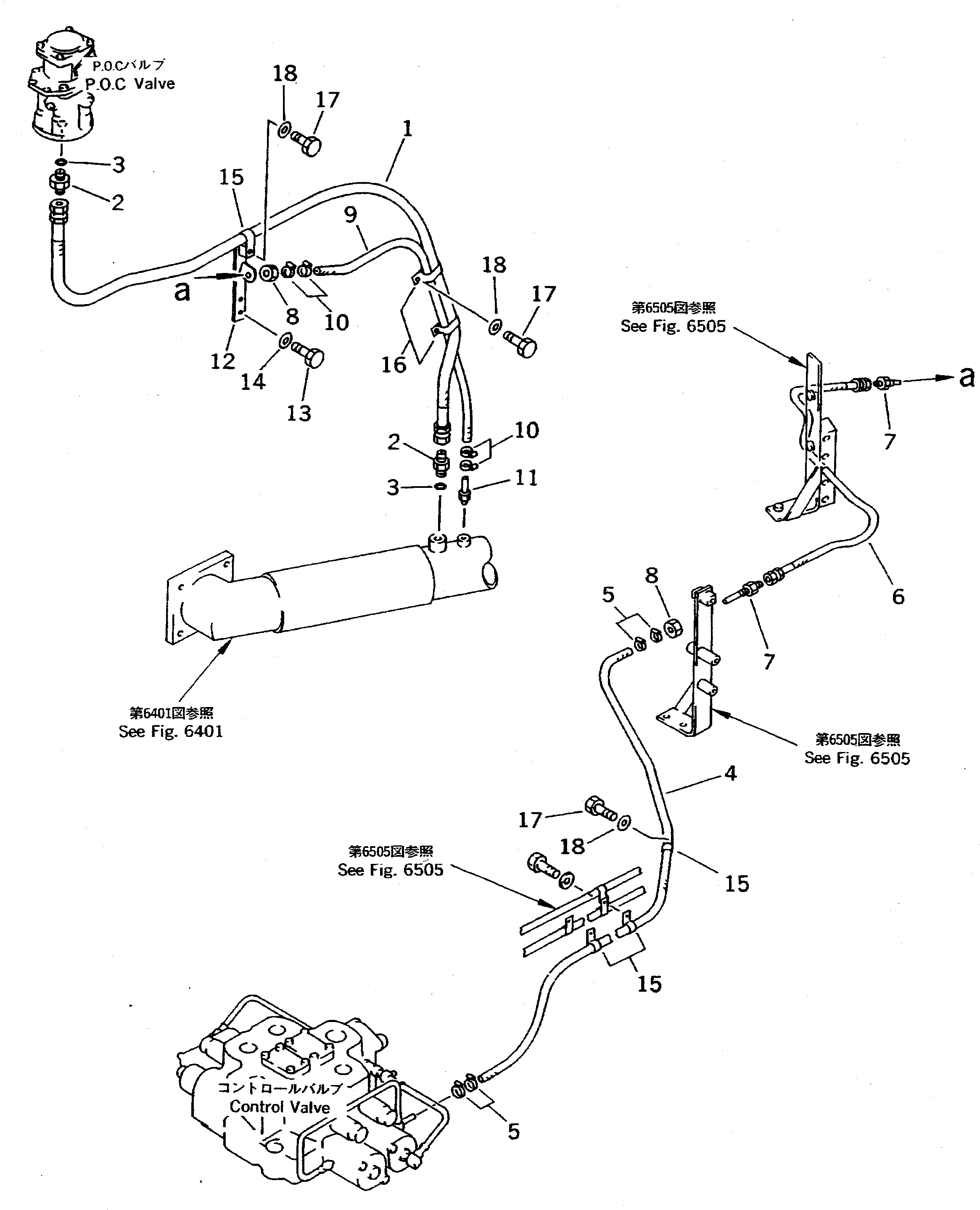 Wheel Loaders Komatsu / WA600-1 S/N 10001-UP (Overseas Version)(wa600-0c) / HYDRAULIC PIPING (P.O.C. VALVE TO CONTROL VALVE) (2/2)(#10001-10880)(180900 : 6506)