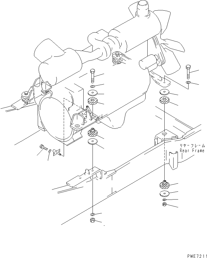 Wheel Loaders Komatsu / WA600-3 S/N 50001-UP(wa600-6c) / ENGINE MOUNTING PARTS(030230 : B0100-01A0)