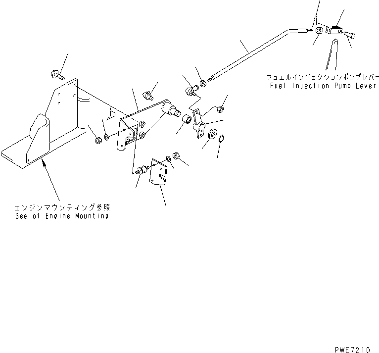 Wheel Loaders Komatsu / WA600-3 S/N 50001-UP(wa600-6c) / ENGINE (ACCELERATOR CONTROL LEVER AND MOUNTING)(#50001-52000)(030270 : B0110-02A0)