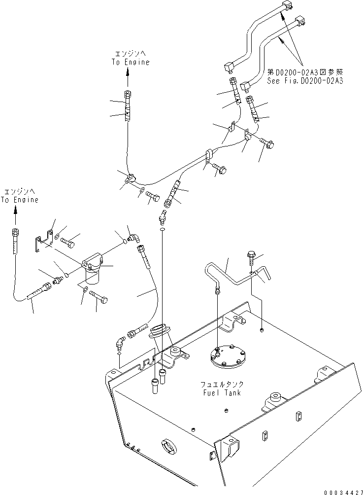 Wheel Loaders Komatsu / WA600-3 S/N 50001-UP(wa600-6c) / FUEL LINE (FUEL PIPING) (1/2) (WITH SUCTION FAN)(#52001-52405)(090150 : D0200-01A3)