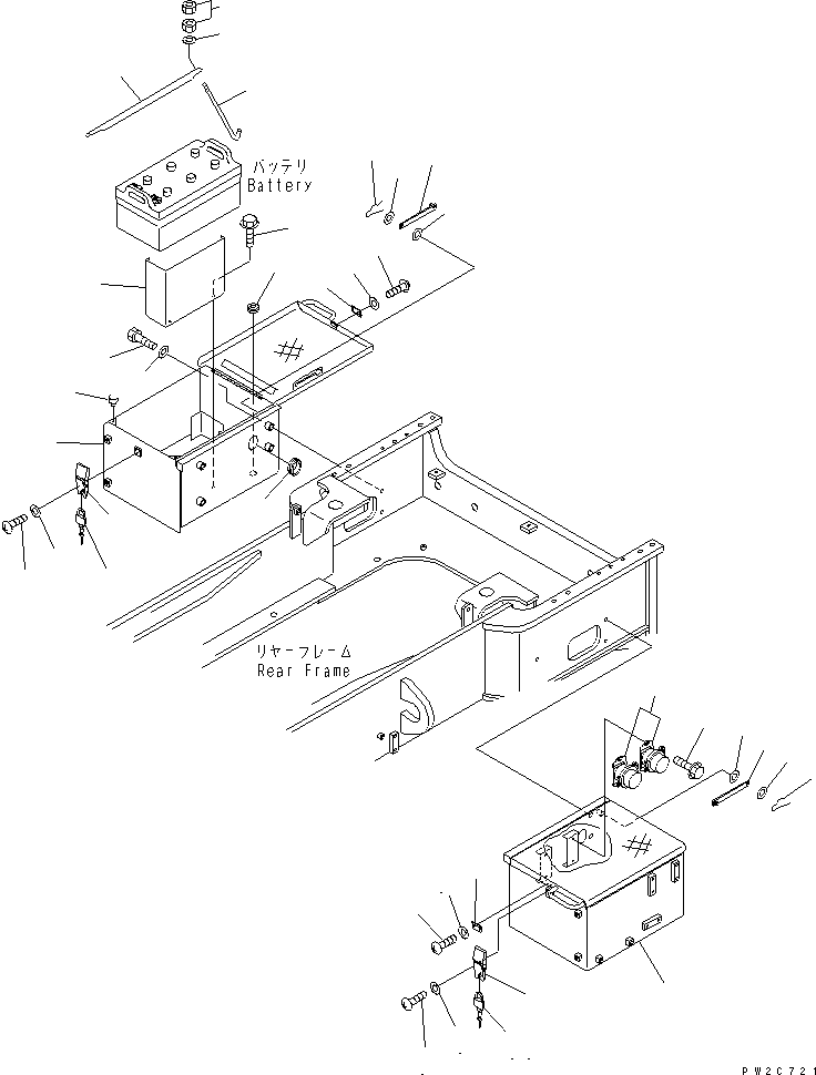 Wheel Loaders Komatsu / WA600-3 S/N 50001-UP(wa600-6c) / BATTERY BOX (BOX AND BATTERY MOUNTING)(#52001-52405)(120040 : E0120-01A0B)