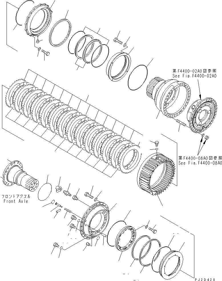 Wheel Loaders Komatsu / WA600-3 S/N 50001-UP(wa600-6c) / FRONT AXLE (WHEEL BRAKE)(#52019-.)(150520 : F4400-01A0A)