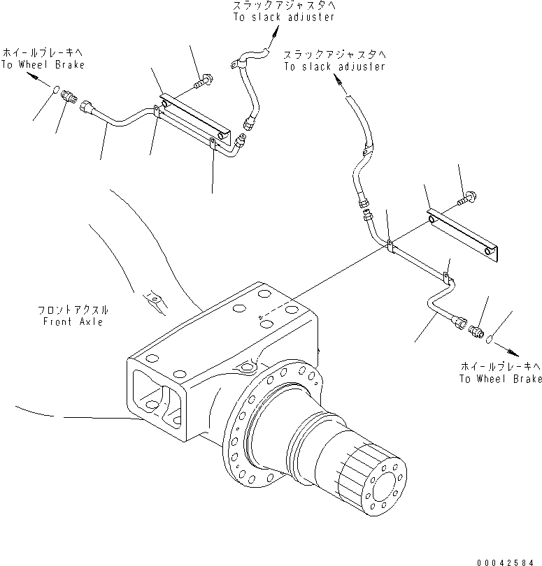 Wheel Loaders Komatsu / WA600-3 S/N 50001-UP(wa600-6c) / FRONT AXLE (BRAKE PIPING) (-40ЯC SPEC.)(#52406-)(150910 : F4400-08B1)