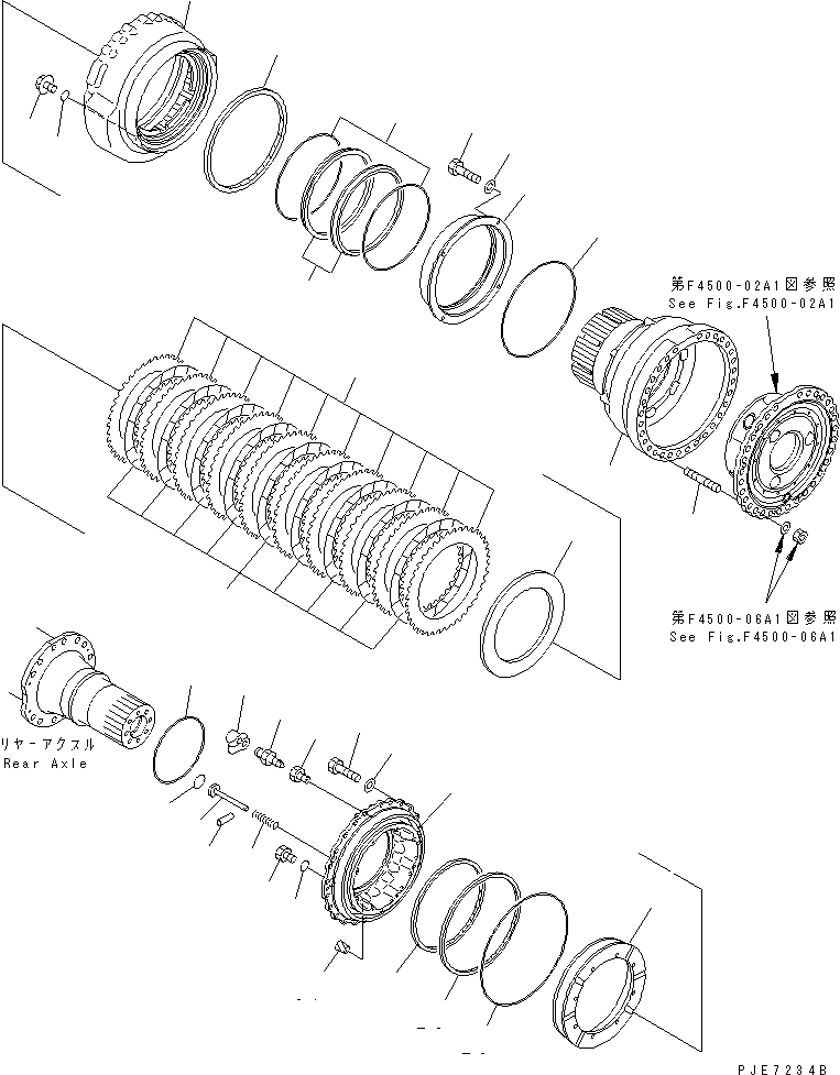 Wheel Loaders Komatsu / WA600-3 S/N 50001-UP(wa600-6c) / REAR AXLE (WHEEL BRAKE) (LIMITED SLIP DIFFERENTIAL)(#50001-52018)(150990 : F4500-01A1)