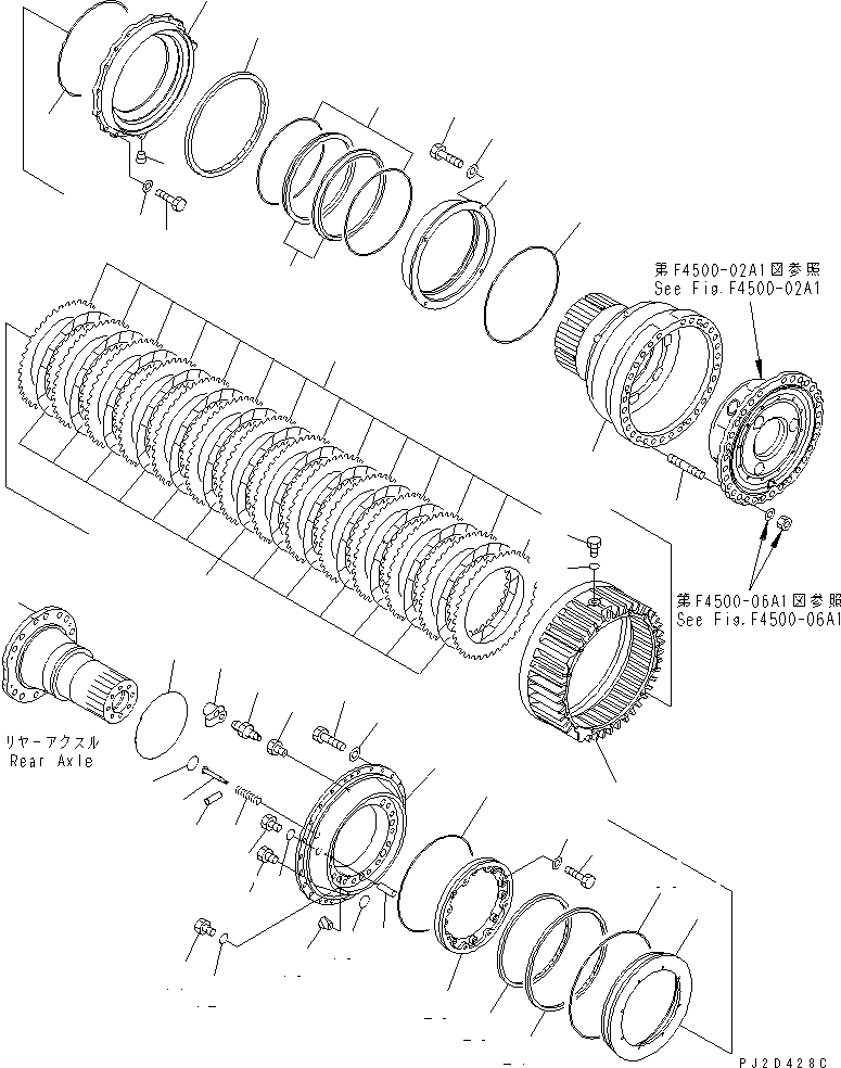 Wheel Loaders Komatsu / WA600-3 S/N 50001-UP(wa600-6c) / REAR AXLE (WHEEL BRAKE) (LIMITED SLIP DIFFERENTIAL)(#52019-.)(151000 : F4500-01A1A)