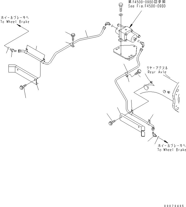 Wheel Loaders Komatsu / WA600-3 S/N 50001-UP(wa600-6c) / REAR AXLE (BRAKE PIPING)(#52406-)(151280 : F4500-08B0)