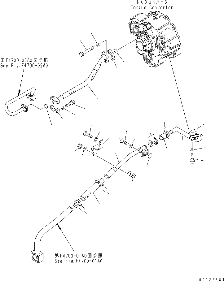 Wheel Loaders Komatsu / WA600-3 S/N 50001-UP(wa600-6c) / TORQUE CONVERTER AND TRANSMISSION LINE (TORQUE CONVERTER PIPING ? 1/2) (WITH BRAKE COOLING)(#52001-52405)(151520 : F4700-06A2)