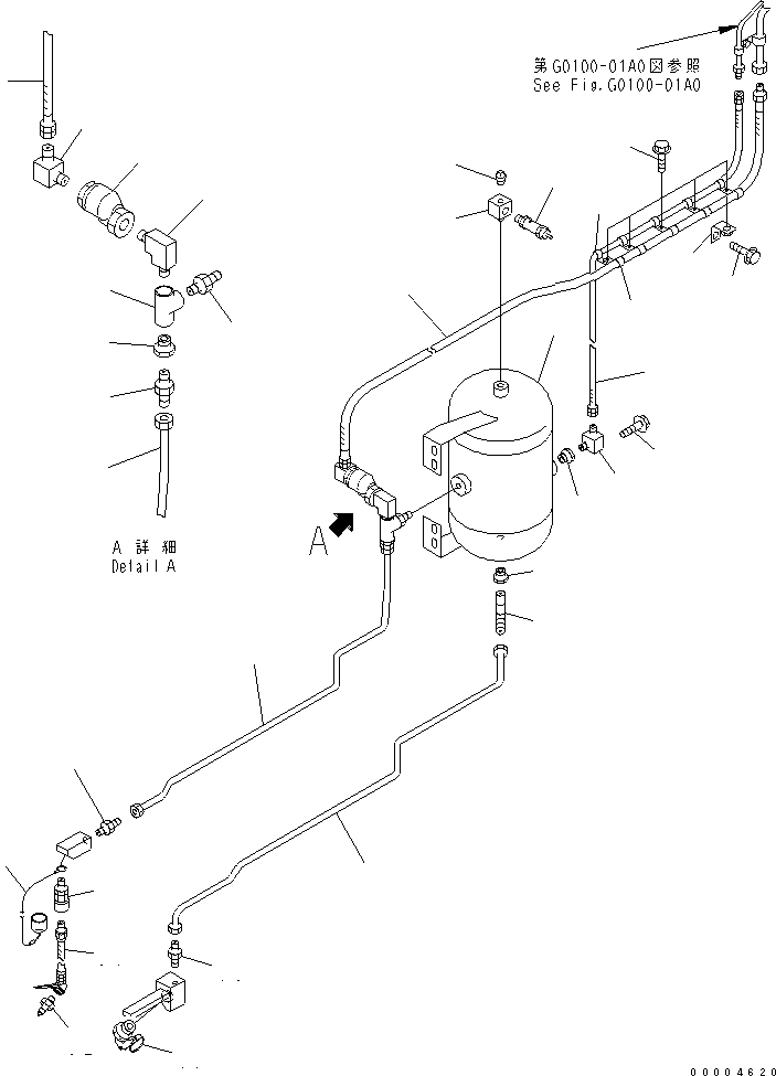 Wheel Loaders Komatsu / WA600-3 S/N 50001-UP(wa600-6c) / TIRE INFLATION  (FRAME PIPING)(#50001-52000)(180020 : G0100-02A0)