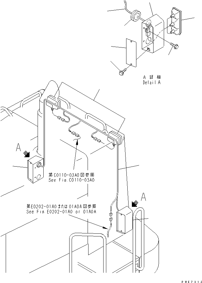 Wheel Loaders Komatsu / WA600-3 S/N 50001-UP(wa600-6c) / HOOD (REAR WORK LAMP ? REAR COMBINATION LAMP AND HARNESS)(#50001-52405)(300480 : M4110-08A0)