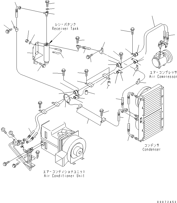Wheel Loaders Komatsu / WA600-3 S/N 50001-UP(wa600-6c) / HOOD (AIR COMPRESSOR PIPING) (FOR ADDITIONAL FUEL FILTER)(#52406-)(300700 : M4110-20B1)
