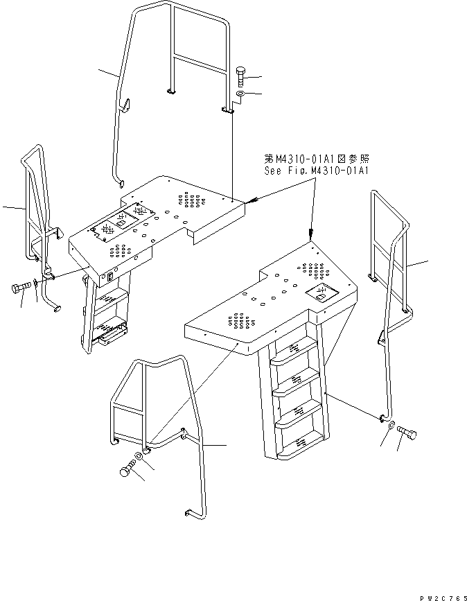 Wheel Loaders Komatsu / WA600-3 S/N 50001-UP(wa600-6c) / LADDER RAIL (CAB SIDE) (WITH SUCTION FAN)(#52001-52405)(301030 : M4320-01A1)