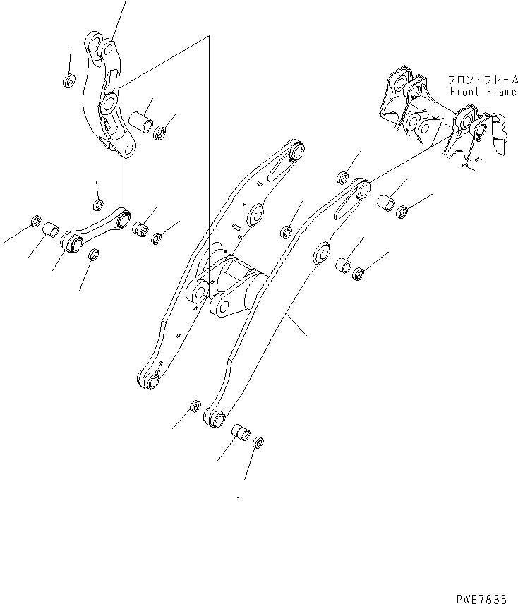Wheel Loaders Komatsu / WA600-3 S/N 50001-UP(wa600-6c) / LIFT ARM AND BELLCRANK (WITH AUTO GREASE)(#50001-50392)(360050 : T4110-01A2)