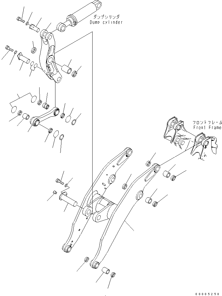 Wheel Loaders Komatsu / WA600-3 S/N 50001-UP(wa600-6c) / LIFT ARM AND BELLCRANK (WITH AUTO GREASE)(#50393-52405)(360060 : T4110-01A2A)