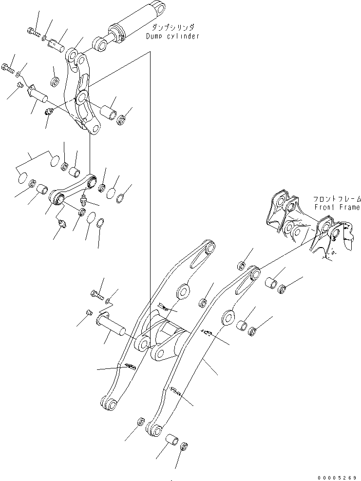 Wheel Loaders Komatsu / WA600-3 S/N 50001-UP(wa600-6c) / LIFT ARM AND BELLCRANK (WITH 3-SPOOL VALVE)(#50393-52405)(360080 : T4110-01A3A)