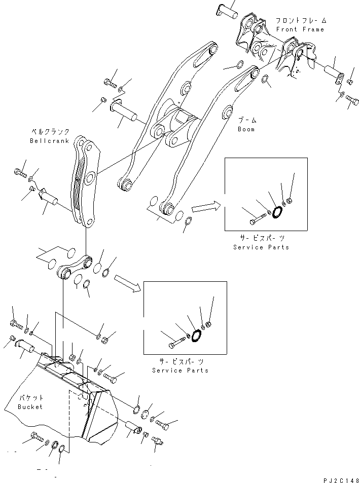 Wheel Loaders Komatsu / WA600-3 S/N 50001-UP(wa600-6c) / LIFT ARM AND BELLCRANK (MOUNTING PIN) (FOR STONE HANDLING)(#50001-50392)(360270 : T4110-02A5)