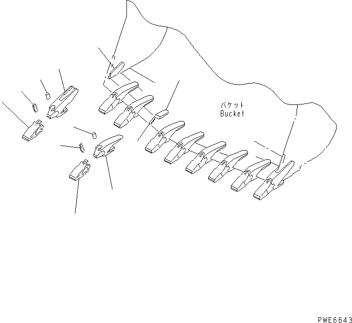 Wheel Loaders Komatsu / WA600-3 S/N 50001-UP(wa600-6c) / TOOTH (VERTICAL PIN TYPE ? WELDED ADAPTER) (TIP TOOTH FOR SPADE NOSE BUCKET)(360680 : T4130-01B3)