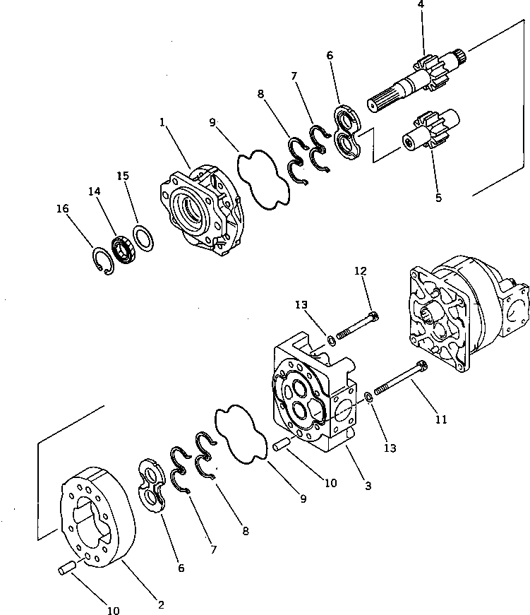 Wheel Loaders Komatsu / WA600-3 S/N 50001-UP(wa600-6c) / HYDRAULIC PUMP (FOR STEERING AND SWITCH) (1/2)(#52001-)(450040 : Y1610-11A1)