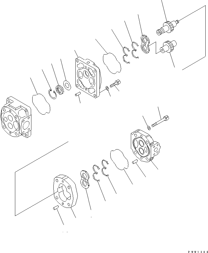 Wheel Loaders Komatsu / WA600-3 S/N 50001-UP(wa600-6c) / HYDRAULIC PUMP (FOR TORQUE CONVERTER CHARGE AND P.P.C.) (2/2)(#52001-)(450100 : Y1610-42A1)
