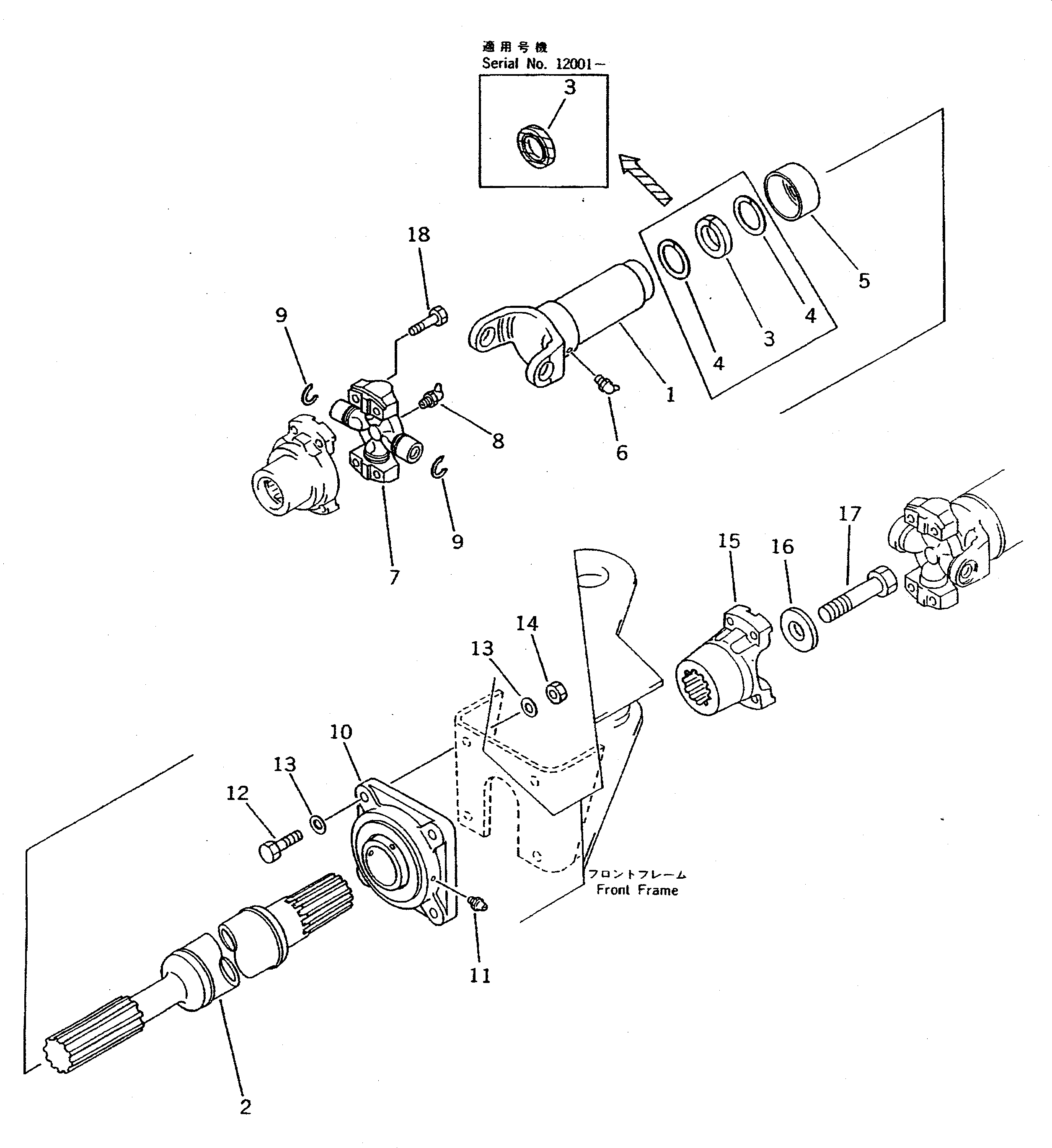 Wheel Loaders Komatsu / WA70-1 S/N 10001-UP(wa70-1c) / DRIVE SHAFT (FRONT)(090020 : 3003)