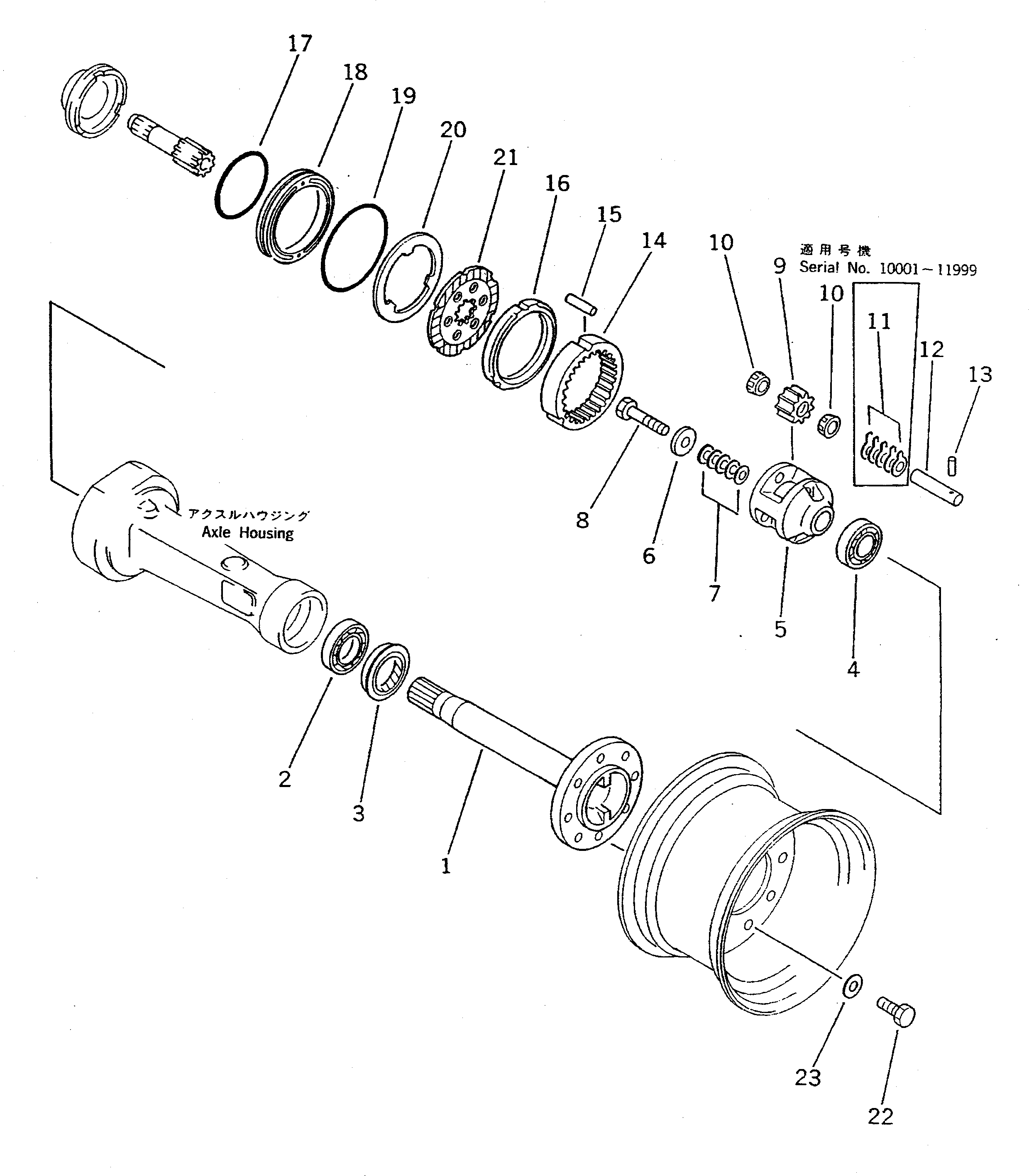 Wheel Loaders Komatsu / WA70-1 S/N 10001-UP(wa70-1c) / REAR WHEEL BRAKE AND REAR FINAL DRIVE(090130 : 3221)