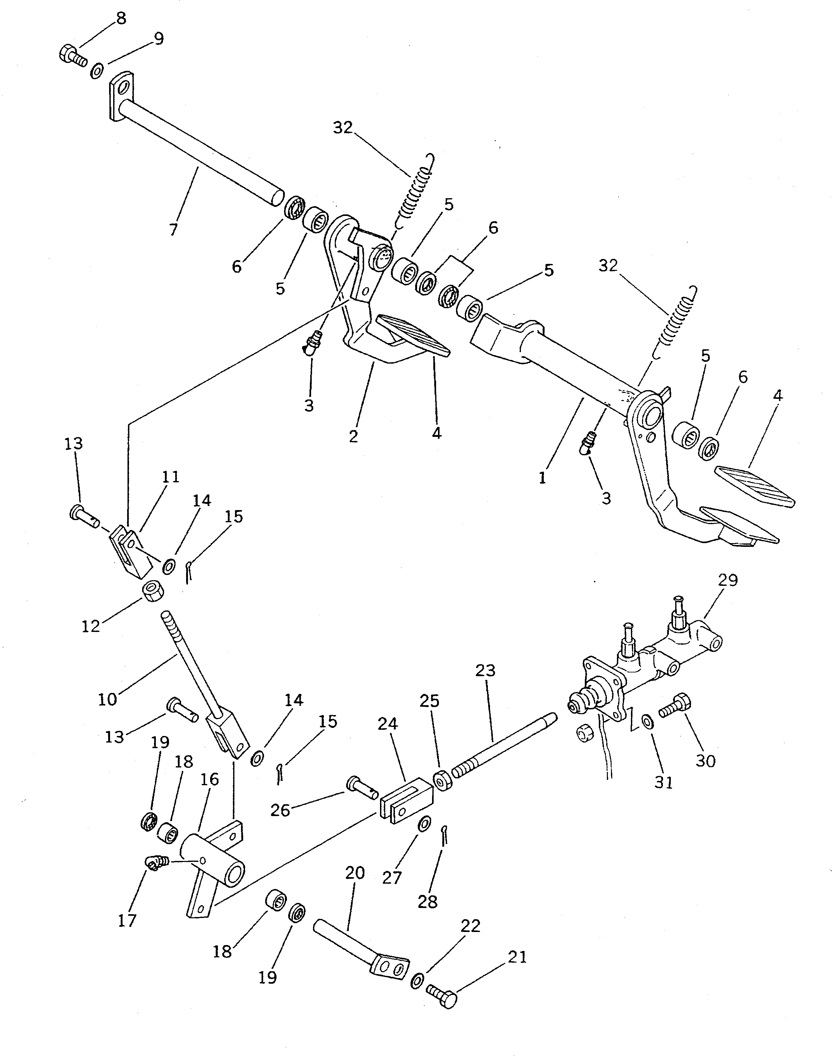 Wheel Loaders Komatsu / WA70-1 S/N 10001-UP(wa70-1c) / BRAKE PEDAL AND LINKAGE(#10001-11999)(090210 : 3605)