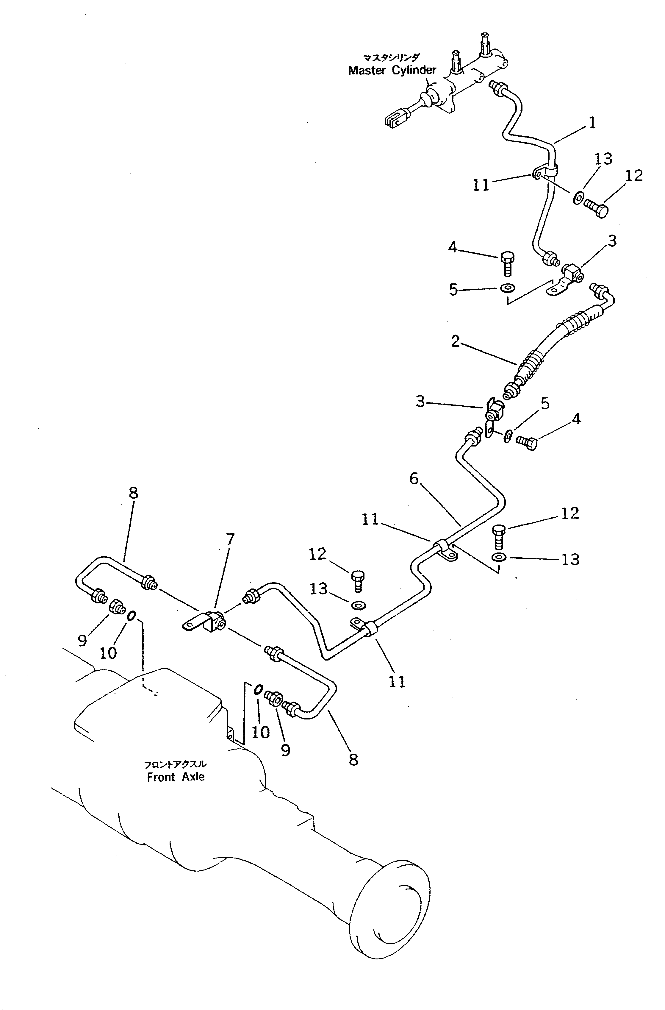 Wheel Loaders Komatsu / WA70-1 S/N 10001-UP(wa70-1c) / BRAKE OIL PIPING (2/3) (FRONT BRAKE LINE)(#10001-11999)(090250 : 3622)