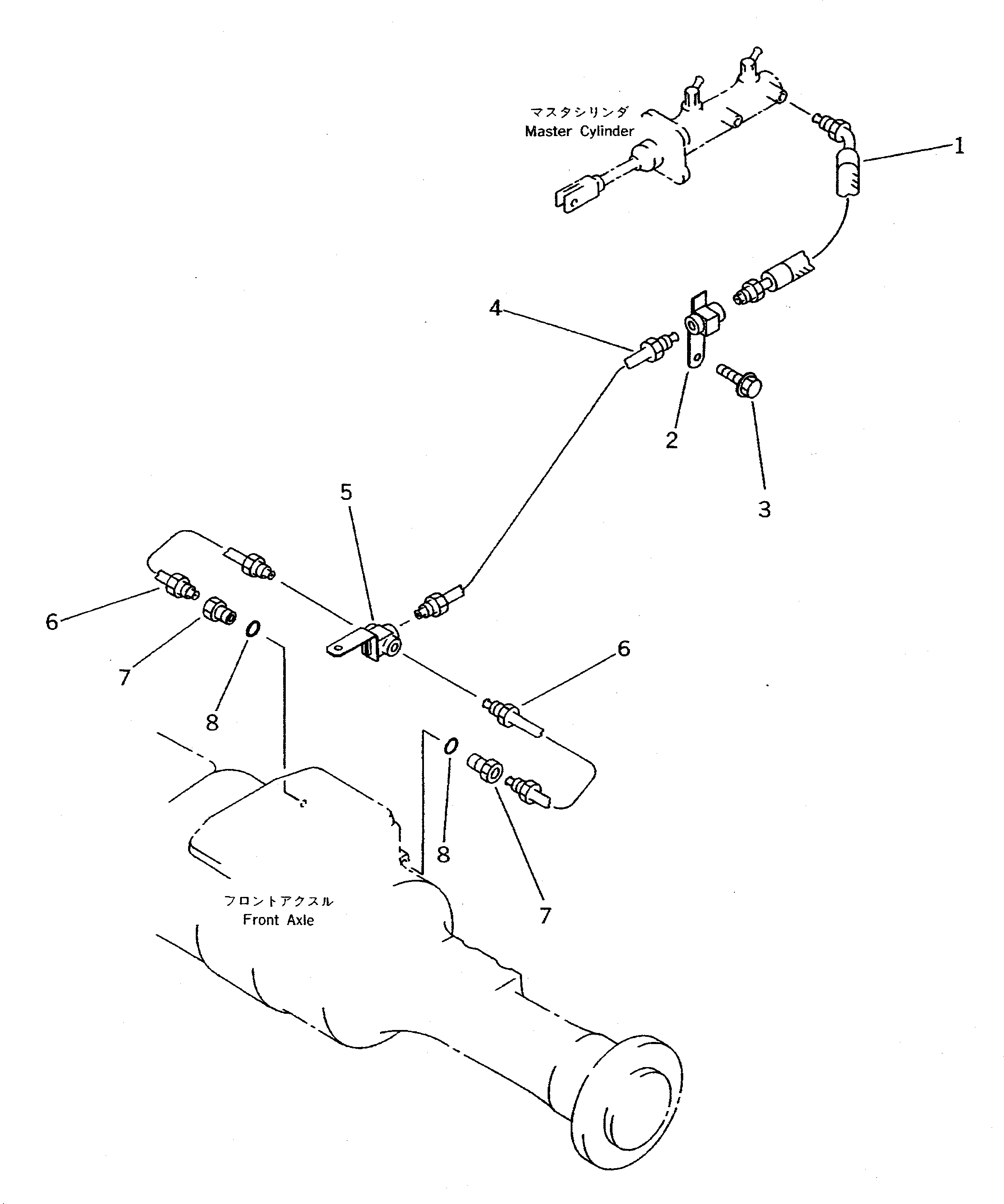 Wheel Loaders Komatsu / WA70-1 S/N 10001-UP(wa70-1c) / BRAKE OIL PIPING (2/3) (FRONT BRAKE LINE)(#12001-)(090260 : 3622A)