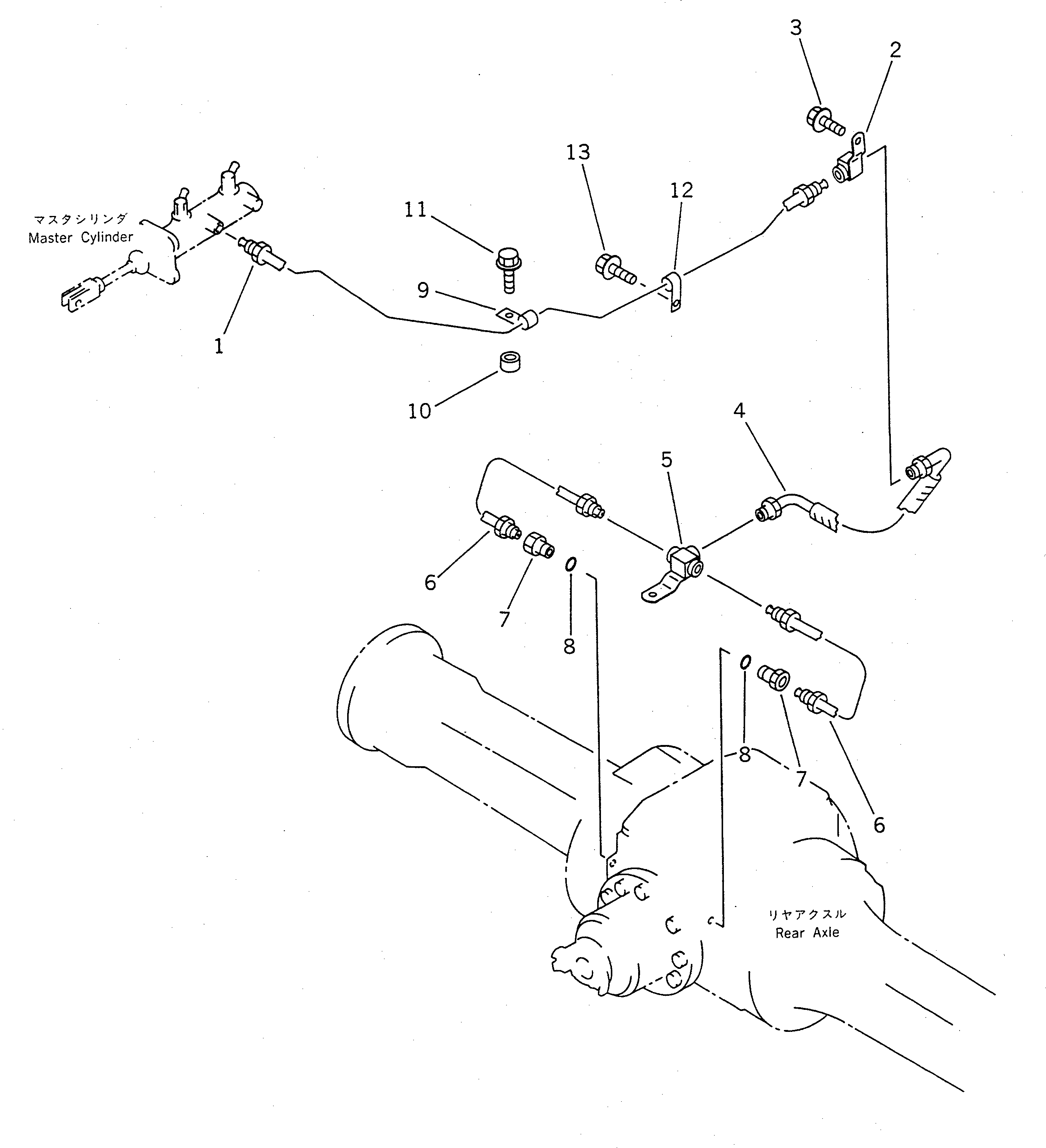 Wheel Loaders Komatsu / WA70-1 S/N 10001-UP(wa70-1c) / BRAKE OIL PIPING (3/3) (REAR BRAKE LINE)(#12001-)(090280 : 3623A)